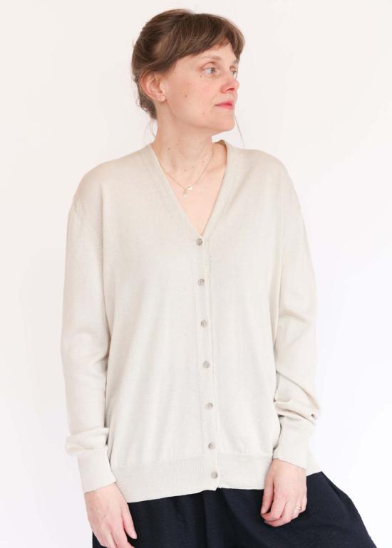  로렌 마누지안 가디건 로렌 마누기안 베일 카디건 파치먼트 - LAUREN MANOOGIAN