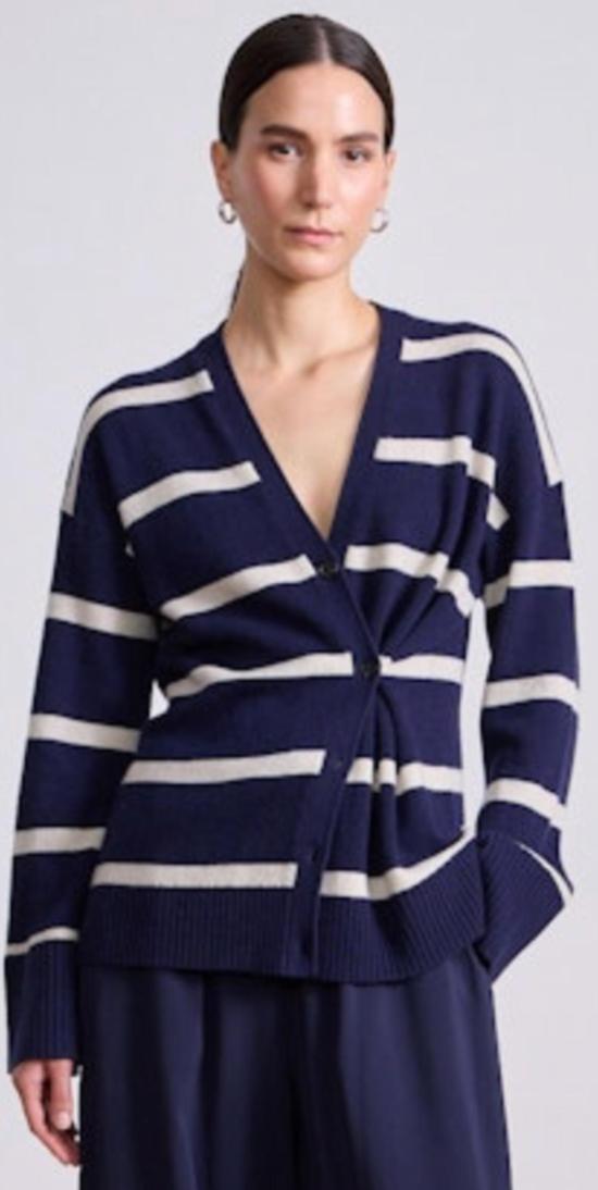 어피스 어파트 가디건 어피스 아파트 아나 랩 카디건 네이비 & 크림 스트라이프