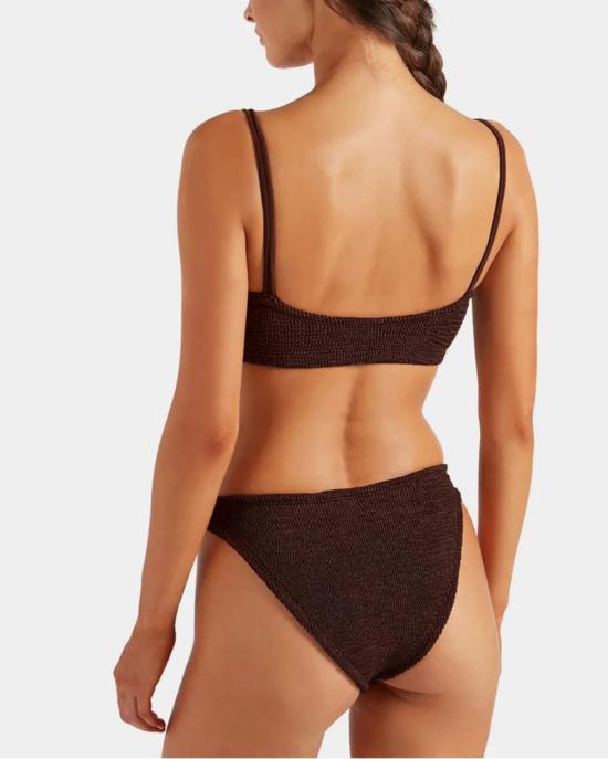  훈자 지 비키니 수영복 Hunza G Cassie 비즈 장식 비키니 메탈릭 초콜릿 - HUNZA G