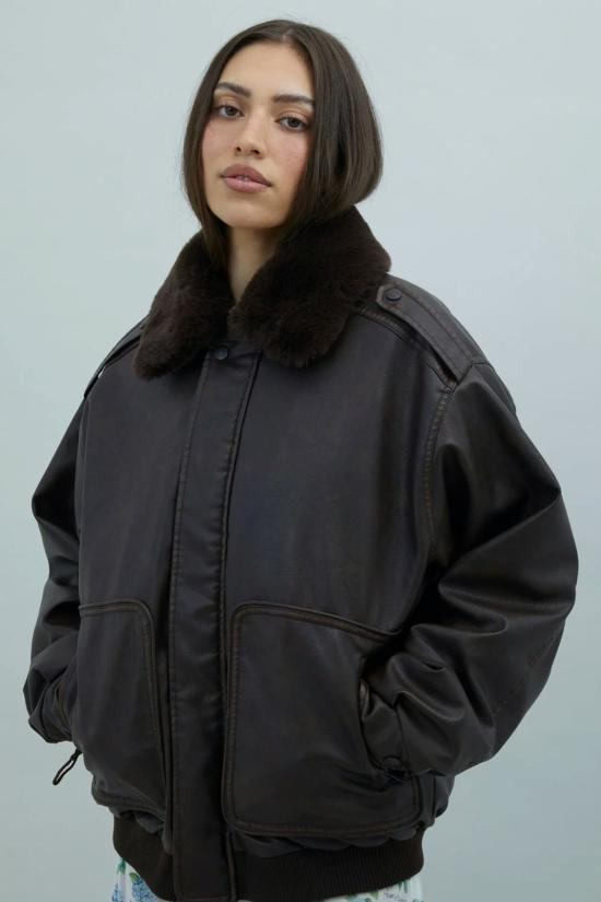  하우스오브써니 봄버 자켓 하우스 오브 써니 크루즈 플라이트 재킷 브라운 - HOUSE OF SUNNY