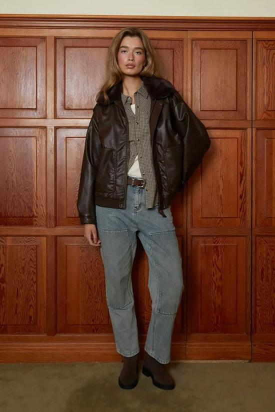  하우스오브써니 봄버 자켓 하우스 오브 써니 크루즈 플라이트 재킷 브라운 - HOUSE OF SUNNY