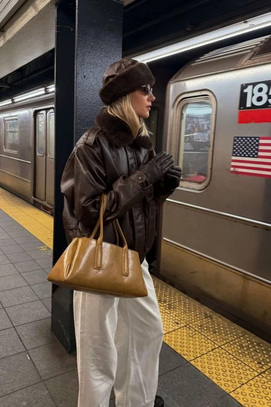  하우스오브써니 봄버 자켓 하우스 오브 써니 크루즈 플라이트 재킷 브라운 - HOUSE OF SUNNY