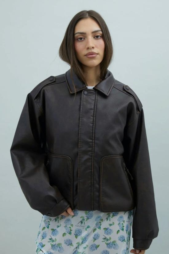  하우스오브써니 봄버 자켓 하우스 오브 써니 크루즈 플라이트 재킷 브라운 - HOUSE OF SUNNY