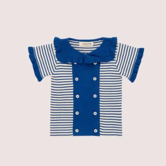  [키즈] 미샤 앤 퍼프 티셔츠 미샤 & 퍼프 키즈 러플 세일러 가디건 블루 리본 스트라이프 - MISHA & PUFF
