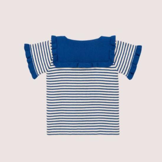  [키즈] 미샤 앤 퍼프 티셔츠 미샤 & 퍼프 키즈 러플 세일러 가디건 블루 리본 스트라이프 - MISHA & PUFF