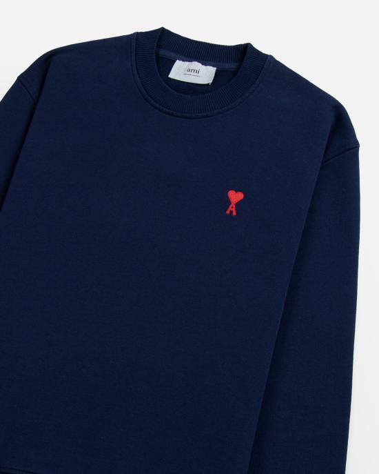 26SS 아미 스몰 하트 로고 스웨트셔츠 BFUSW035730 430 Bleu nuit - AMI