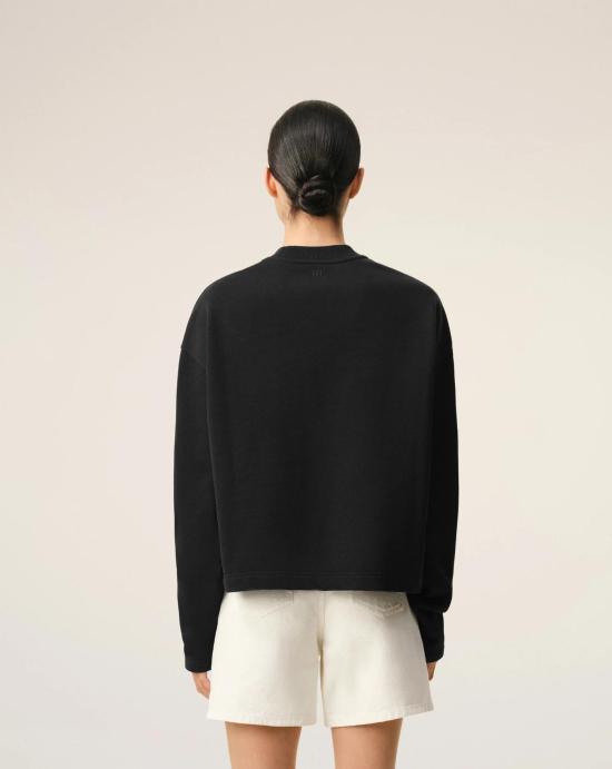 26SS 아미 스몰 하트 로고 코튼 플리스 스웨트셔츠 FSW766730 045 Noir blanc creme - AMI