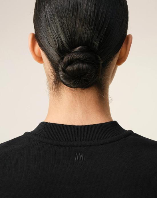 26SS 아미 스몰 하트 로고 코튼 플리스 스웨트셔츠 FSW766730 045 Noir blanc creme - AMI