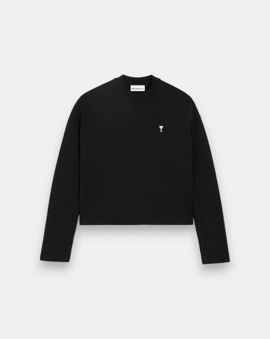 26SS 아미 스몰 하트 로고 코튼 플리스 스웨트셔츠 FSW766730 045 Noir blanc creme