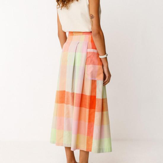  에스케이에프케이 롱 스커트 Skfk 이라마 스커트 체크 - SKFK