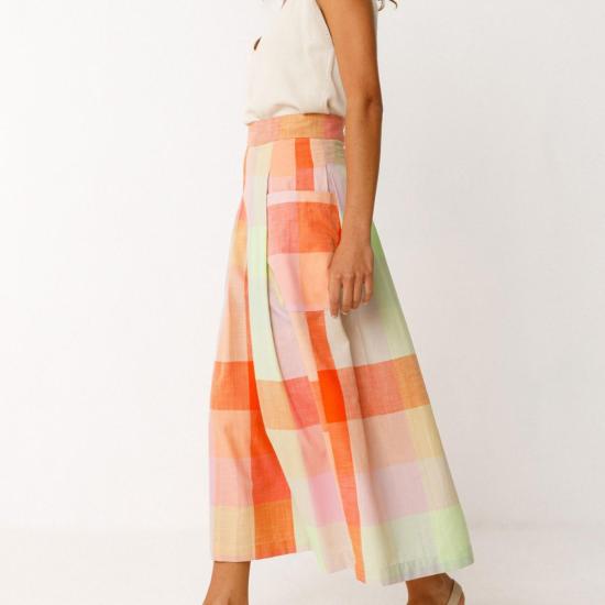  에스케이에프케이 롱 스커트 Skfk 이라마 스커트 체크 - SKFK