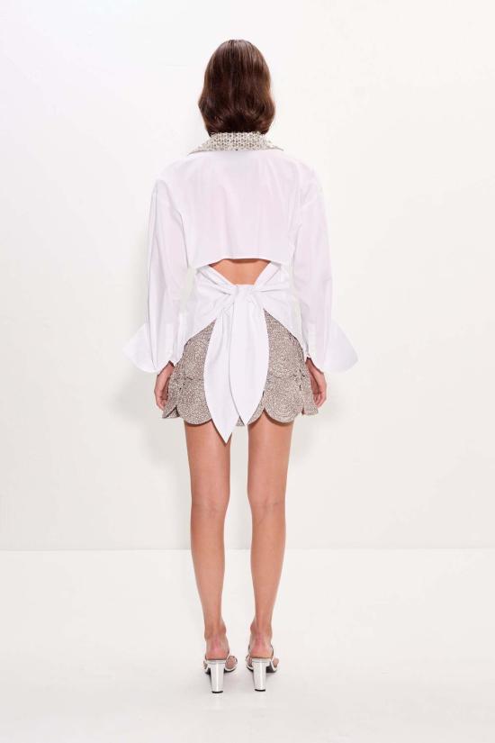  crochet 숏 스커트 Simon Miller Beep Beep 미니 스커트 새틀라이트 실버 - OTHER BRANDS