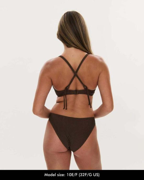  RAQ 비키니 수영복 Raq India 멀티웨이 언더와이어 비키니 탑 D+컵 전용 초콜릿 핀스트라이프 - OTHER BRANDS