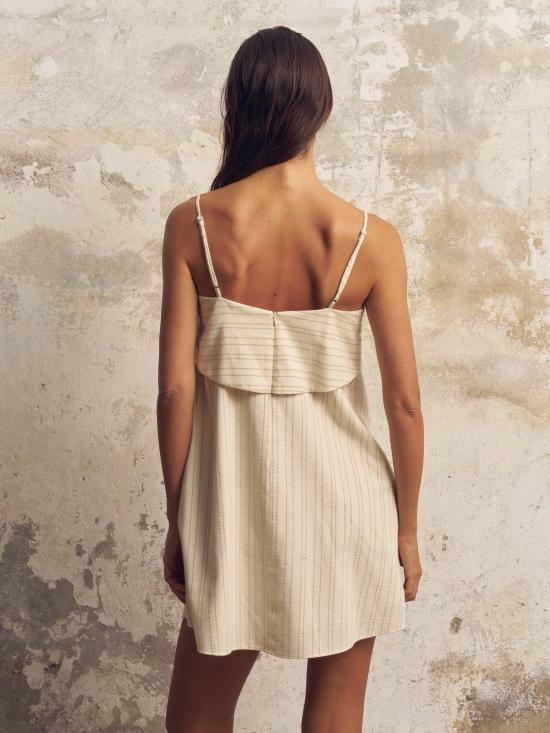  The Handloom 숏 원피스 핸드룸 오트밀 스트라이프 미니 드레스 - OTHER BRANDS