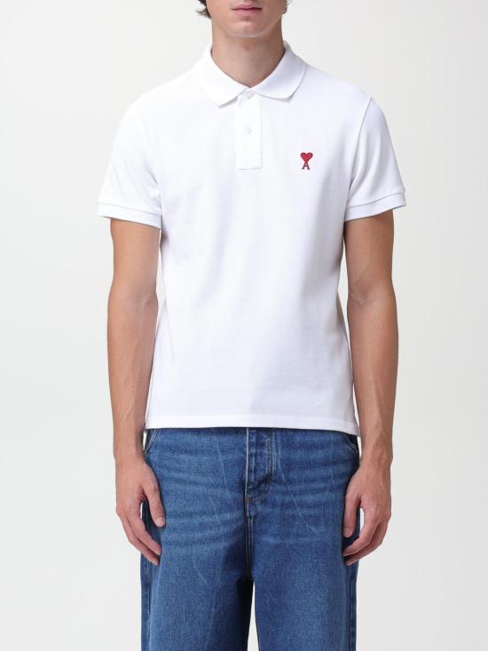  아미 스몰 하트 로고 폴로 셔츠 BFUPL001760 100 White