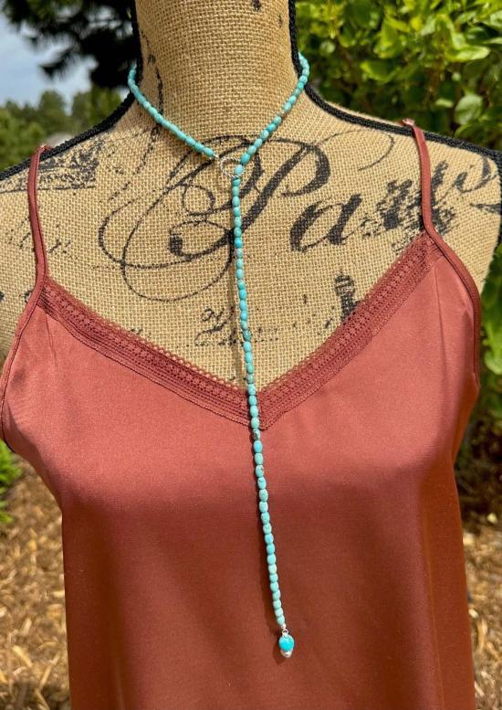  Fleur Designs 목걸이/팬던트 플뢰르 디자인 싱글 터쿼이즈 라리아트 목걸이 (연한 파란색)