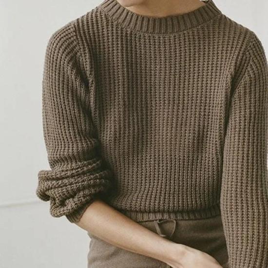  샤이나 모트 스웨터 Shaina 모트 와플 크루넥 탑