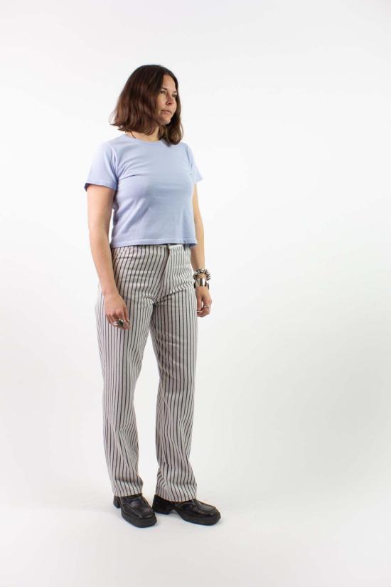  에블린 데님 팬츠 아벨린 스트라이프 로데오 진 - A B E L I N E