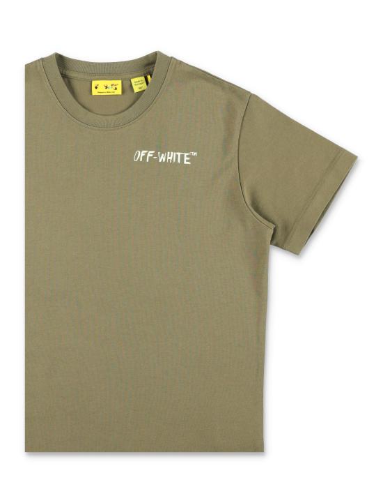 26SS [키즈] 오프화이트 티셔츠 OBAA002S26JER005 311 Verde - OFF WHITE