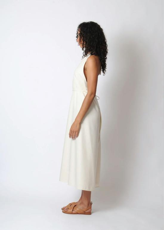  베이스레인지 롱 원피스 앞치마 드레스 내추럴 - BASERANGE