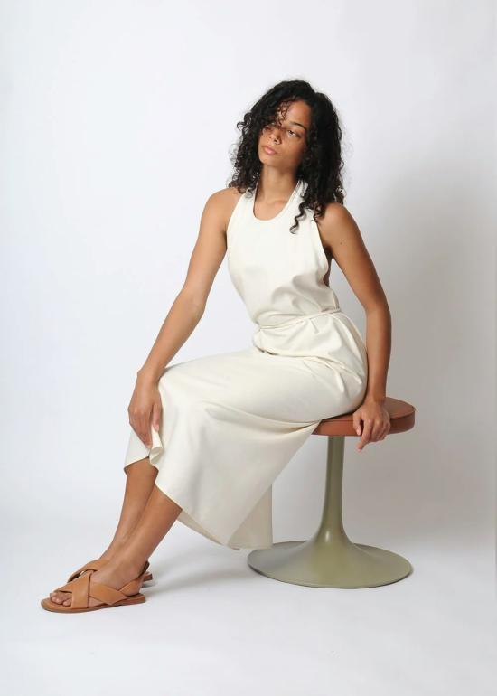  베이스레인지 롱 원피스 앞치마 드레스 내추럴 - BASERANGE