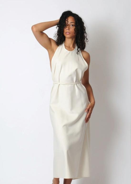  베이스레인지 롱 원피스 앞치마 드레스 내추럴 - BASERANGE