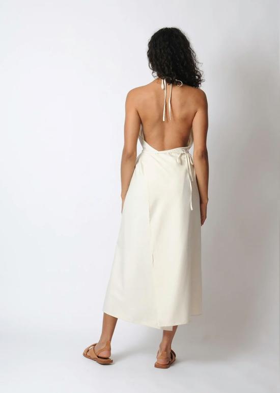  베이스레인지 롱 원피스 앞치마 드레스 내추럴 - BASERANGE