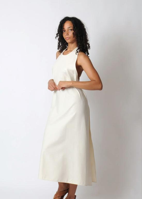  베이스레인지 롱 원피스 앞치마 드레스 내추럴 - BASERANGE