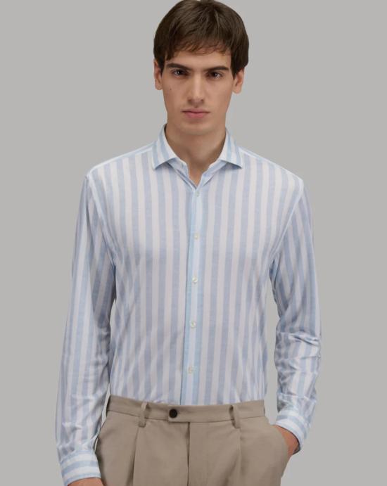 26SS 싸쿠스 긴팔 셔츠 ACT558ML 21651 002 White blue - XACUS