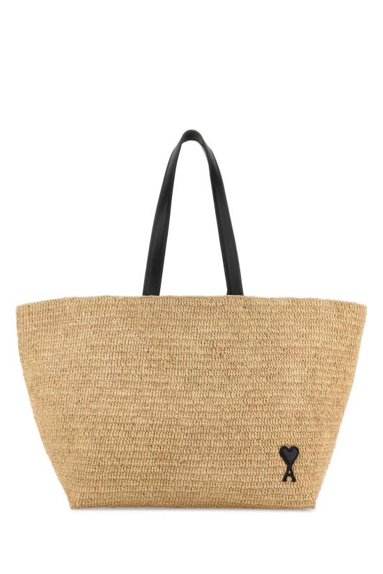 26SS 아미 빅 하트 로고 라피아 토트백 ULL740AW0036 113 Beige o Tan