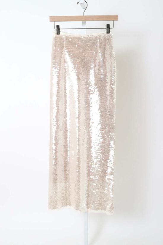  포르테포르테 롱 스커트 포르테 14894 마이 스커트 리퀴드 시퀸 펜슬 스커트