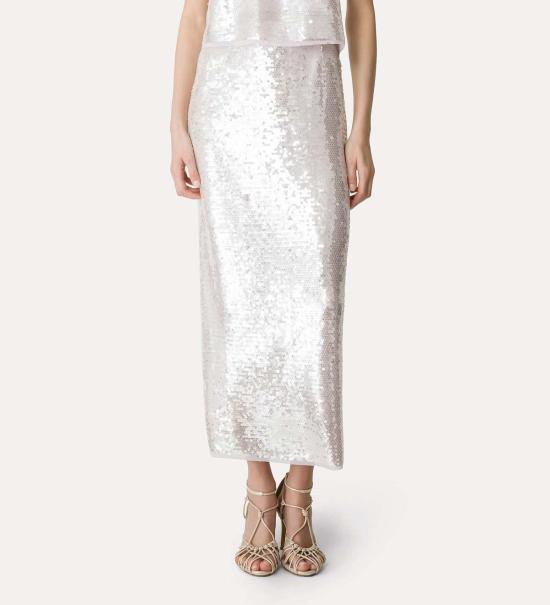  포르테포르테 롱 스커트 포르테 14894 마이 스커트 리퀴드 시퀸 펜슬 스커트 - FORTE FORTE