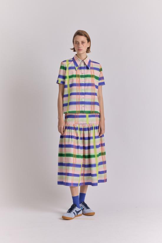  델로레타 셔츠 데로레타 미스티 블라우스 아쿠아 - DELORETA