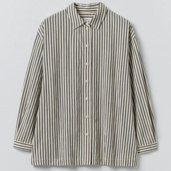  토스트 셔츠 타블리에 스트라이프 이지 코튼 셔츠 워크샵 블루 - TOAST