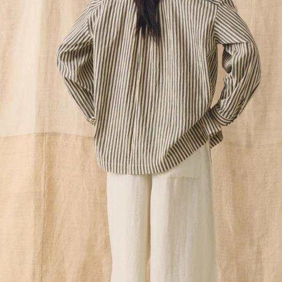  토스트 셔츠 타블리에 스트라이프 이지 코튼 셔츠 워크샵 블루 - TOAST