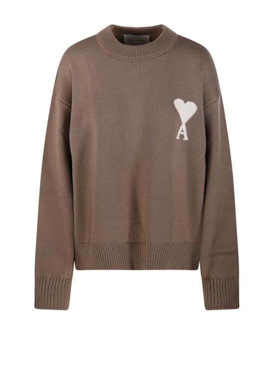 26SS 아미 ADC 울 & 코튼 크루넥 하트 스웨터 UKS859 KN0156 A117 BEIGE TAUPE ECRU DOM