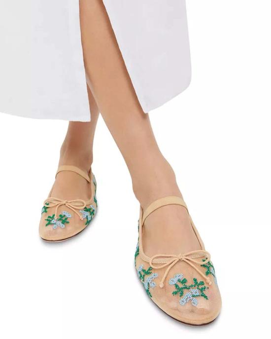  로플러랜달 플랫 슈즈 로플러 랜달 레오니 발레 플랫 카라멜/그린/블루 - LOEFFLER RANDALL