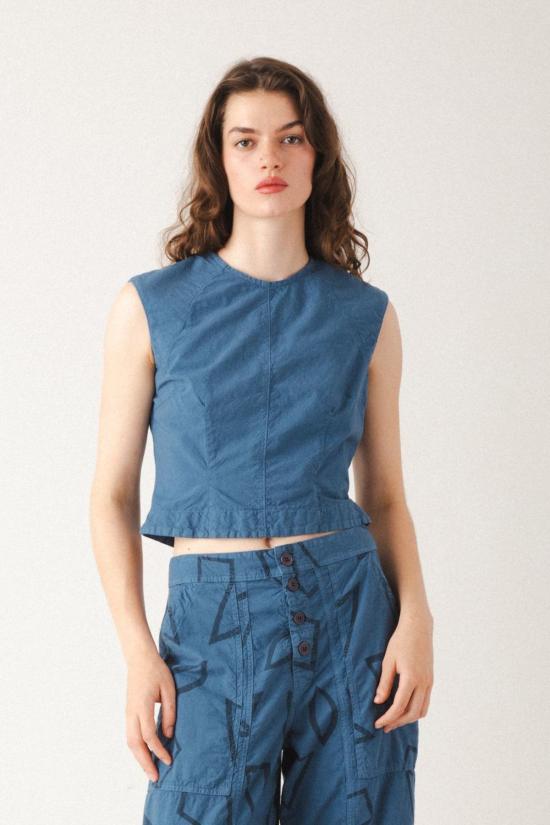  프레리 언더그라운드 데님 셔츠 인터벌 쉘 탑 마린