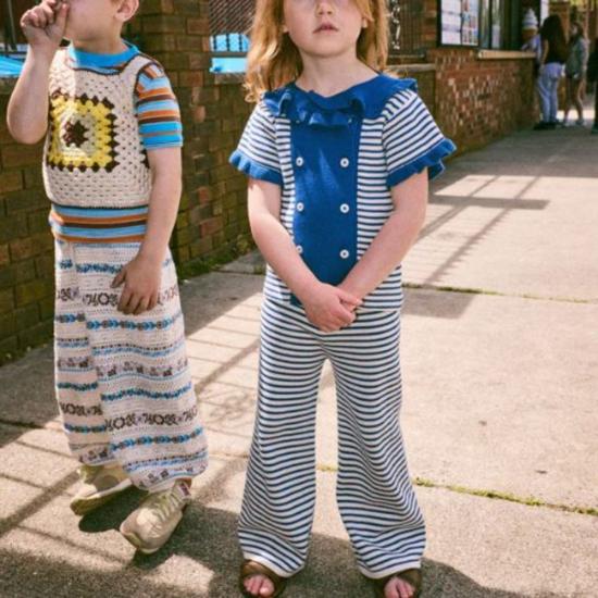  [키즈] 미샤 앤 퍼프 트레이닝/조거 팬츠 미샤 & 퍼프 벨  아동용 블루 리본 스트라이프