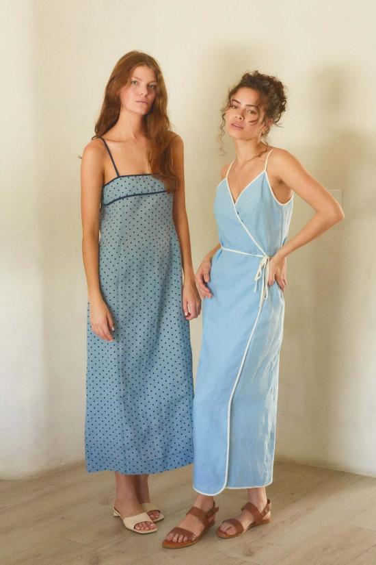  ESYA 롱 원피스 에샤 카프리 린넨 랩 드레스 - OTHER BRANDS