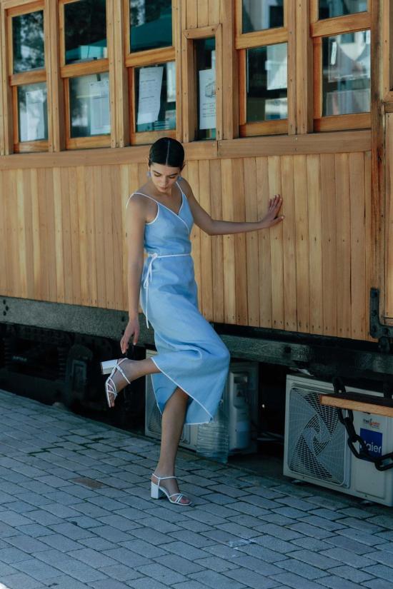  ESYA 롱 원피스 에샤 카프리 린넨 랩 드레스 - OTHER BRANDS