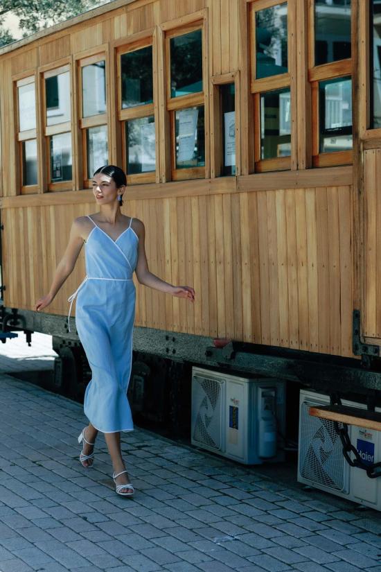  ESYA 롱 원피스 에샤 카프리 린넨 랩 드레스 - OTHER BRANDS