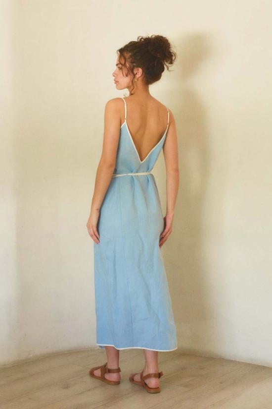  ESYA 롱 원피스 에샤 카프리 린넨 랩 드레스 - OTHER BRANDS