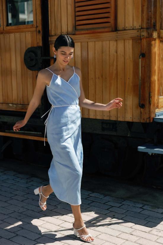  ESYA 롱 원피스 에샤 카프리 린넨 랩 드레스 - OTHER BRANDS