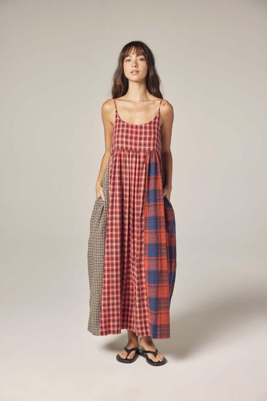  아멘테 롱 원피스 콘트라스트 드레스 - AMENTE