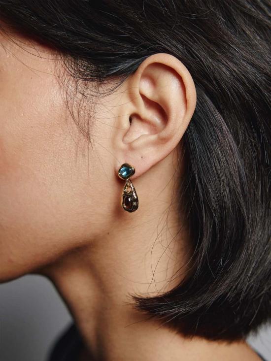  울프 시러스 이어링 울프 서커스 에이버리 귀걸이 실버 블루 토파즈 스모키 쿼츠