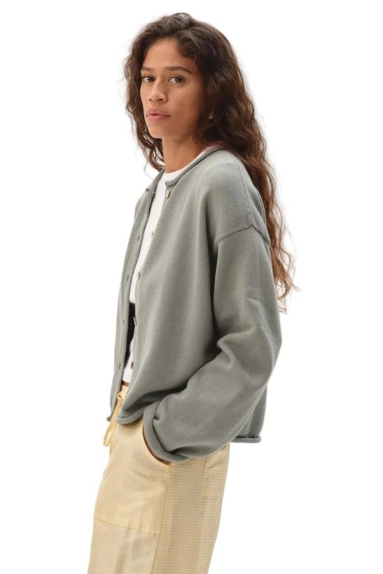  도니 가디건 . 코튼 니트 롤  세이지 - DONNI.