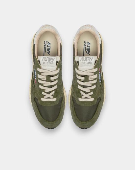 26SS 오트리 릴윈드 로우 나일론 스웨이드 스니커즈 WWLM NC37 WHT SAGE Green white - AUTRY