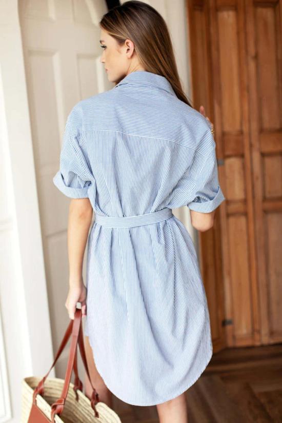  에머슨 프라이 숏 원피스 버튼다운 티셔츠 드레스 케이프 블루 스트라이프 - EMERSON FRY