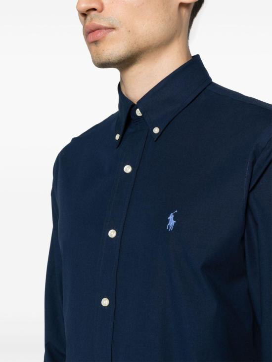 25FW 폴로 랄프로렌 커스텀 핏 코튼 포플린 포니 로고 셔츠 710928255 001 BLUE - POLO RALPH LAUREN